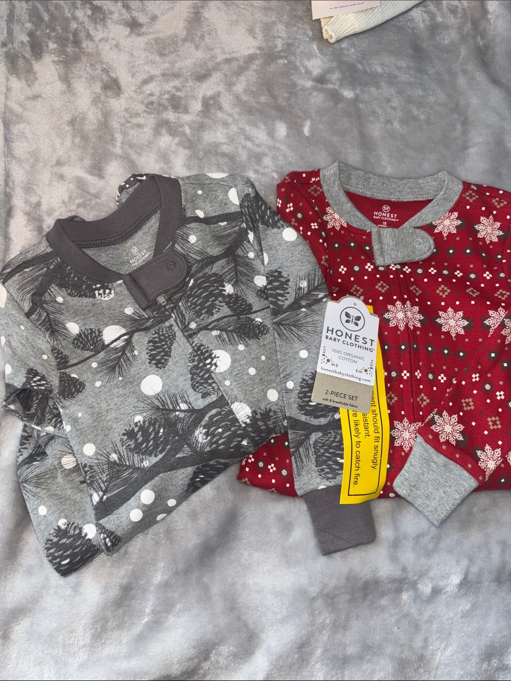 The Honest Company Gray & Red Holiday Kids Pajama Set